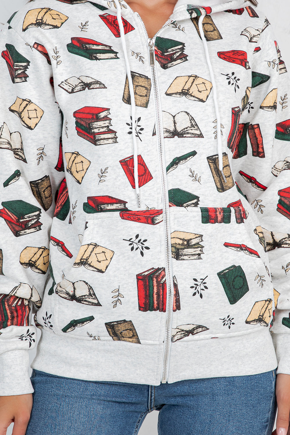 Retro Books Zipper Hoodie