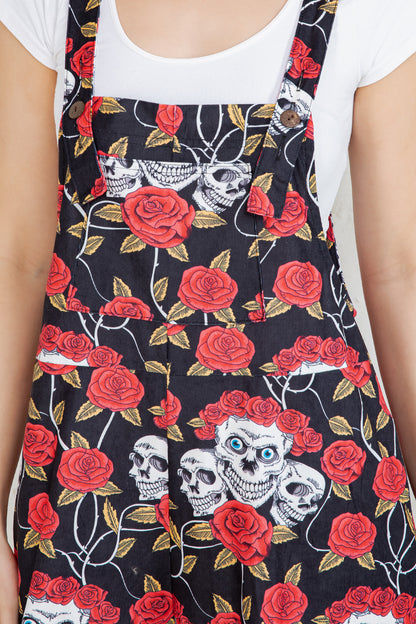 Floral Skull Wide Leg Overall
