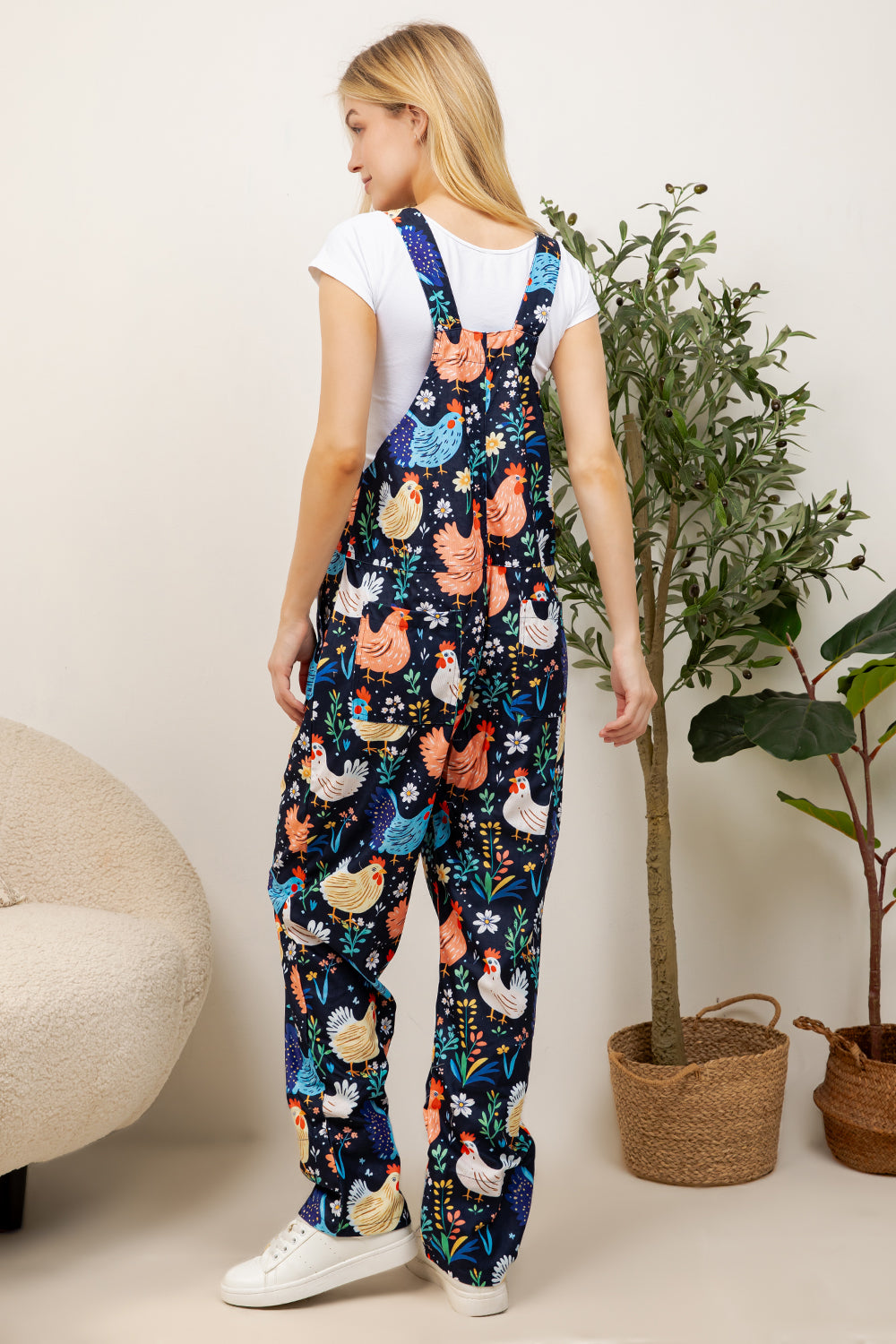Colorful Chicken Print Overall