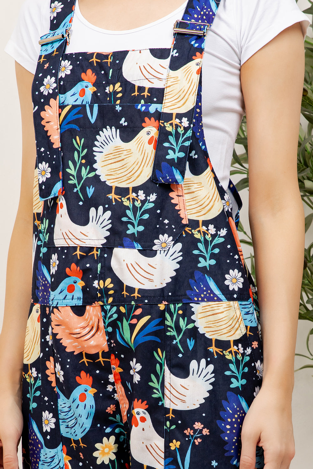 Colorful Chicken Print Overall