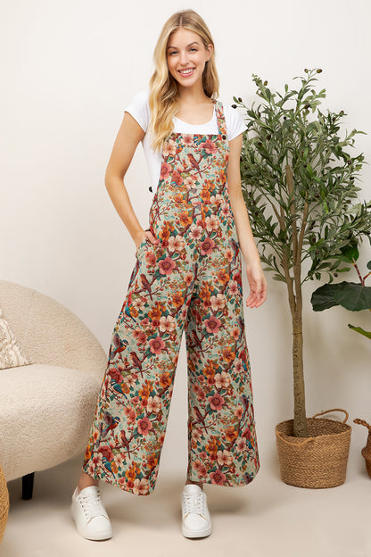 Cherry Flower Print Overall