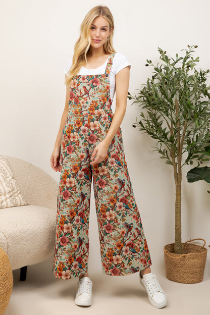Cherry Flower Print Overall