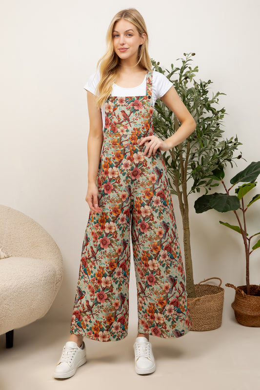 Cherry Flower Print Overall