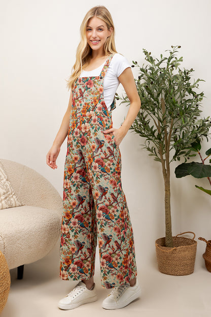 Cherry Flower Print Overall