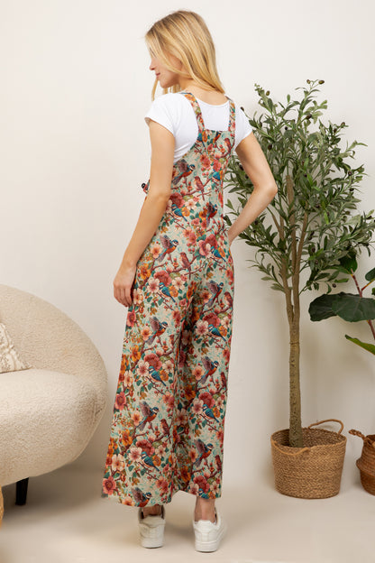 Cherry Flower Print Overall