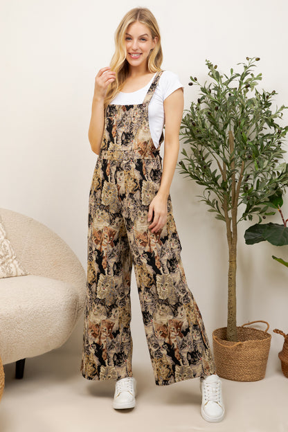 Seamless Cat Print Overall