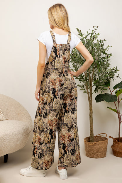Seamless Cat Print Overall