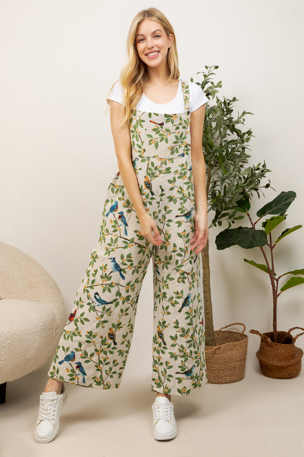 Bird In a Tree Branch Print Overall
