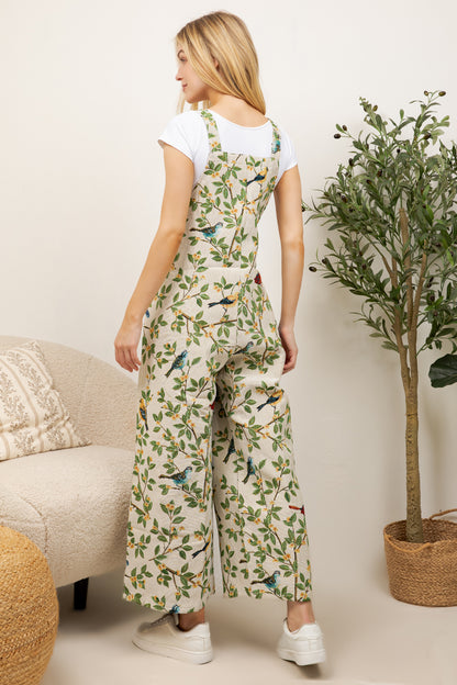 Bird In a Tree Branch Print Overall