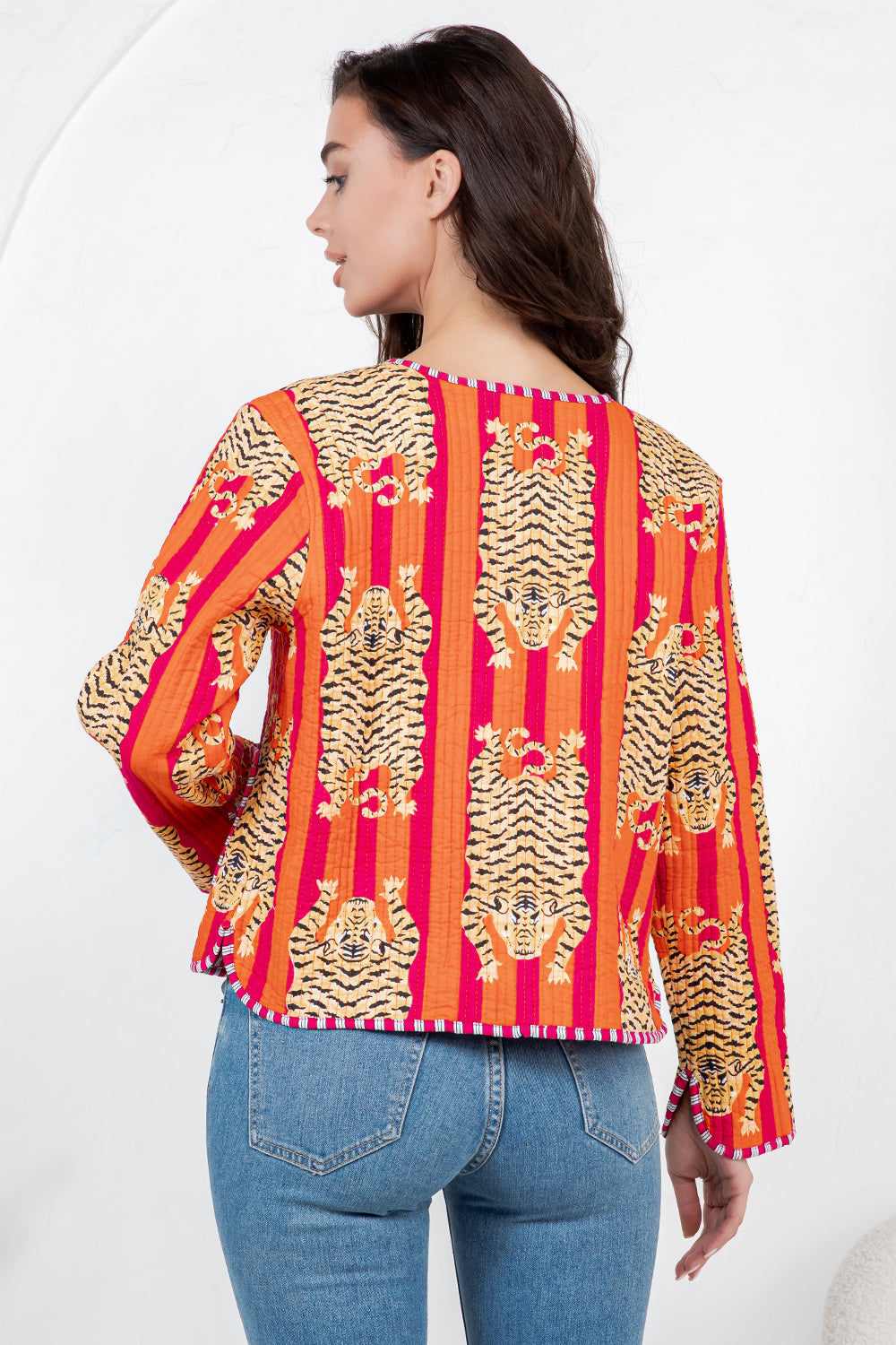 Tiger Reversible Quilted Jacket - Orange