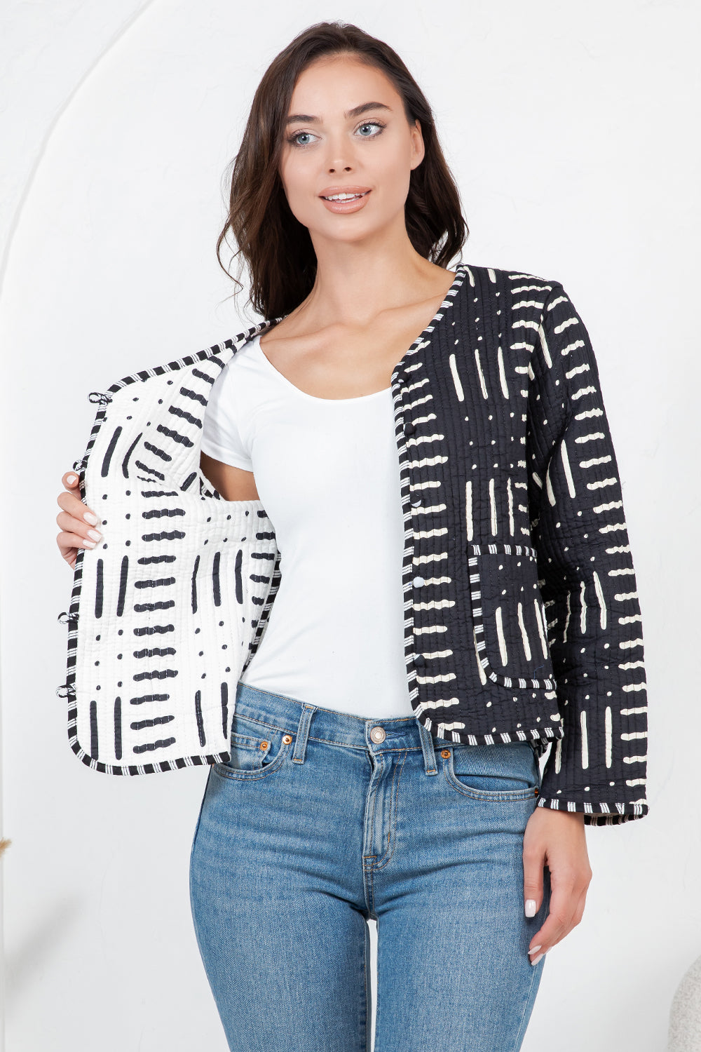 Reversible Quilted Jacket - B/W