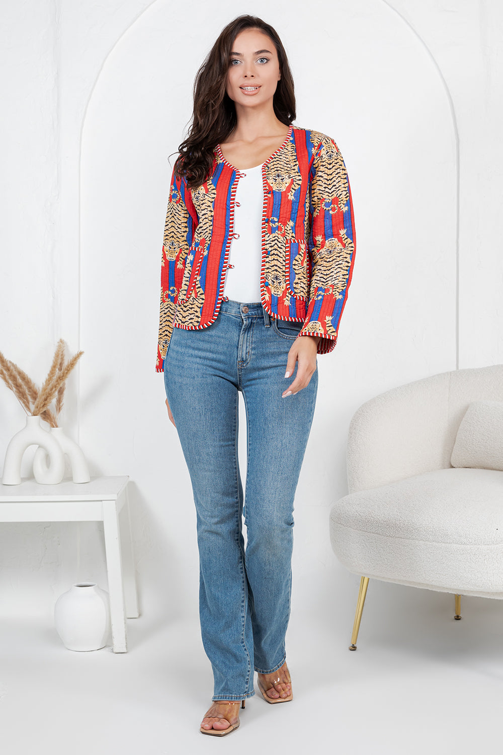 Tiger Reversible Quilted Jacket - Red