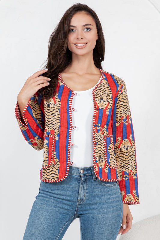 Tiger Reversible Quilted Jacket - Red