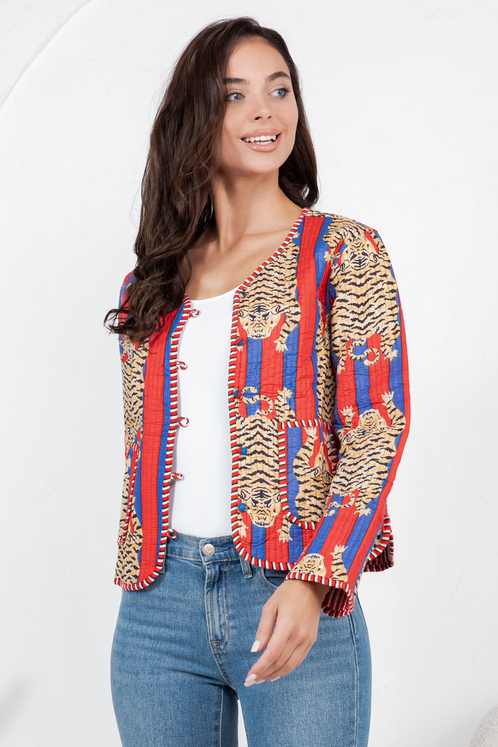 Tiger Reversible Quilted Jacket - Red