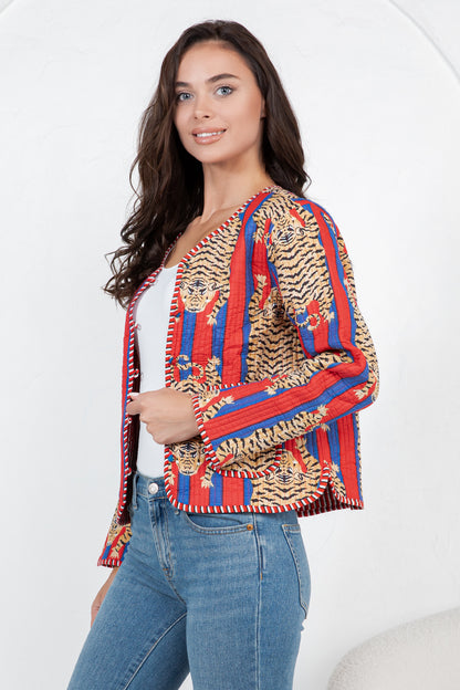 Tiger Reversible Quilted Jacket - Red