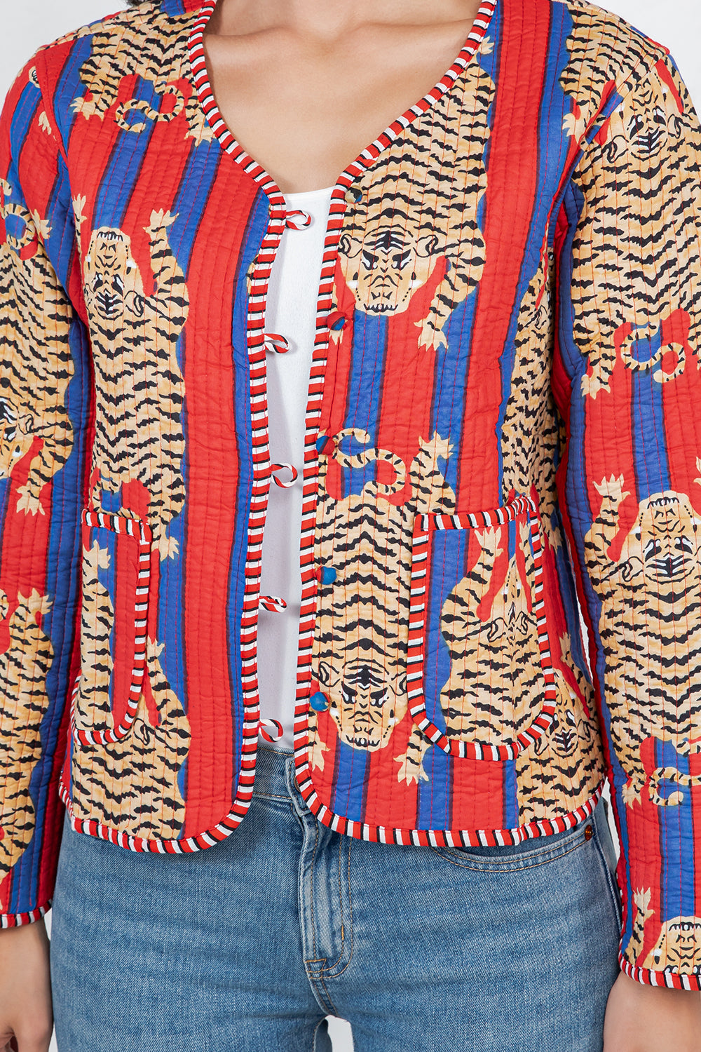 Tiger Reversible Quilted Jacket - Red