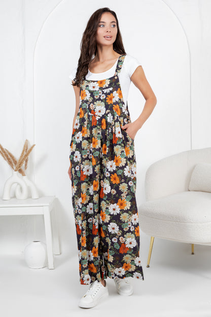 Colorful Flower Print Overall