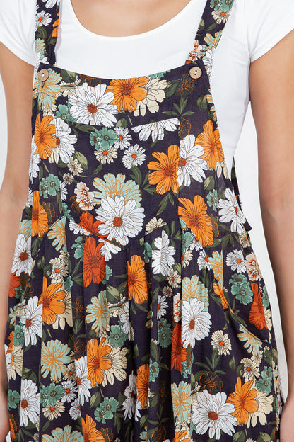 Colorful Flower Print Overall