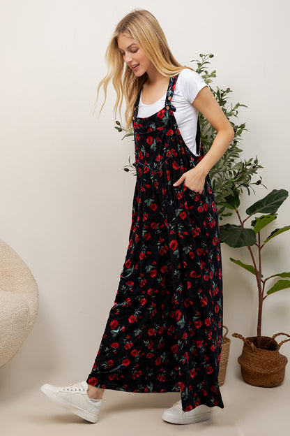 VINTAGE ROSE VELVET OVERALL