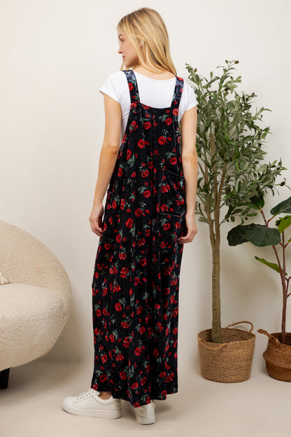 VINTAGE ROSE VELVET OVERALL