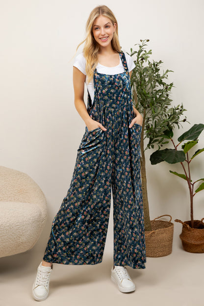 VINTAGE FLORAL VELVET OVERALL