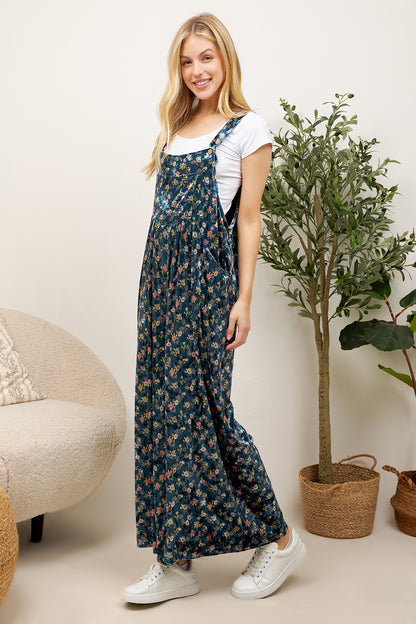 VINTAGE FLORAL VELVET OVERALL