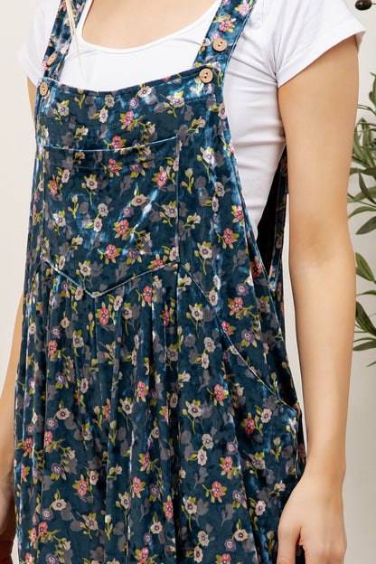 VINTAGE FLORAL VELVET OVERALL