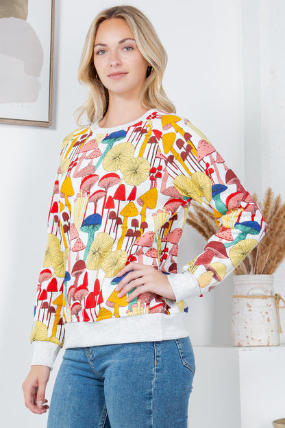 Colorful Mushroom Fleece Sweatshirt