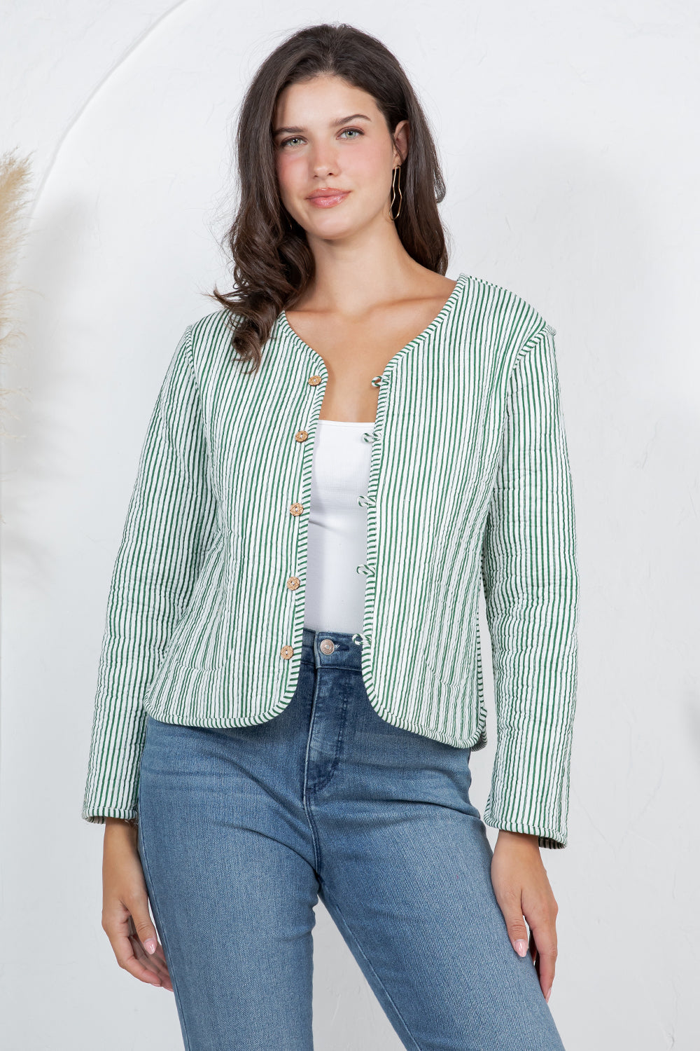 JUNGLE Print Quilted Cotton Jacket - WHITE