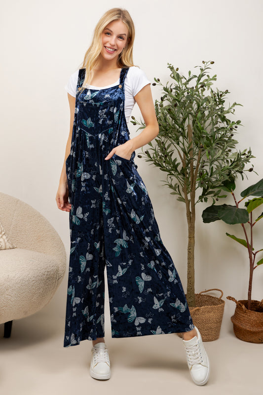 VINTAGE BUTTERFLY VELVET OVERALL