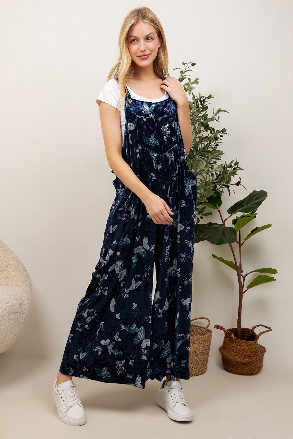 VINTAGE BUTTERFLY VELVET OVERALL