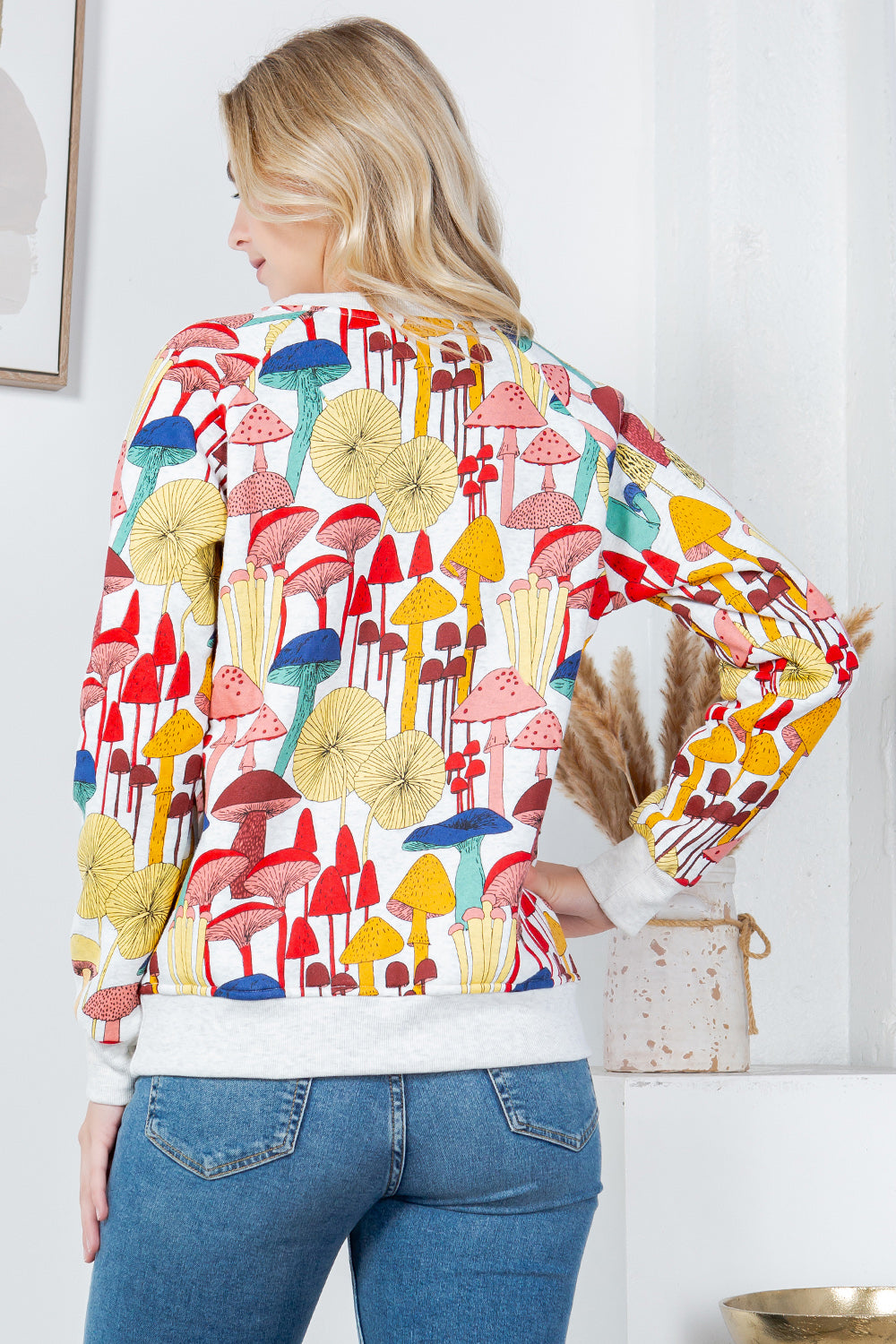 Colorful Mushroom Fleece Sweatshirt