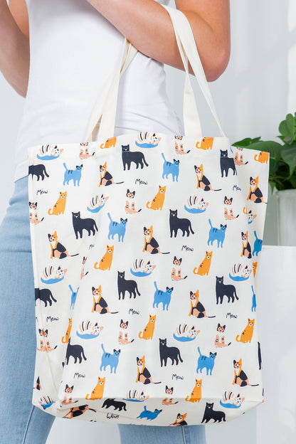 Colorful Cat Canvas Tote Bag