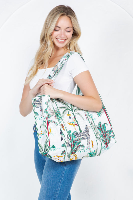 Bird Quilted Tote Bag
