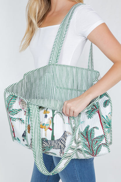 Bird Quilted Tote Bag