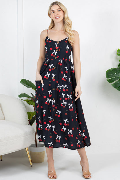 Cherry and Bow print Cami Dress