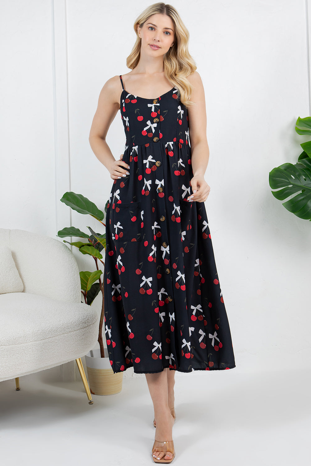 Cherry and Bow print Cami Dress