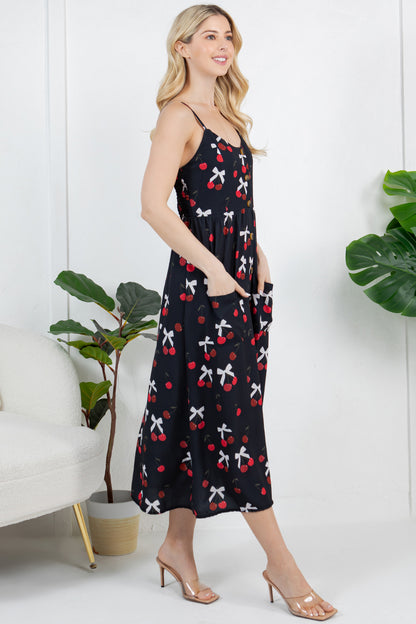 Cherry and Bow print Cami Dress