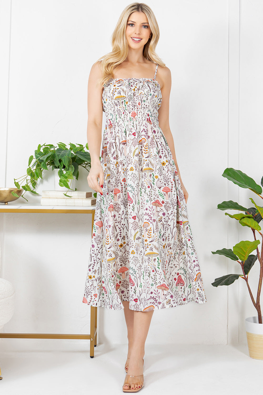 Fungi Garden Print Cami Dress