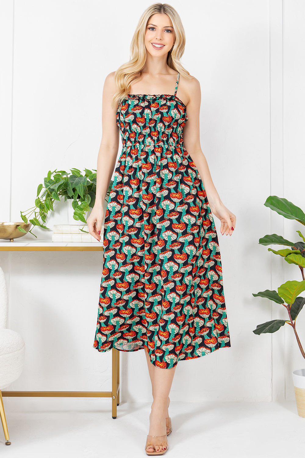 Unique Mushroom Print Cami Dress