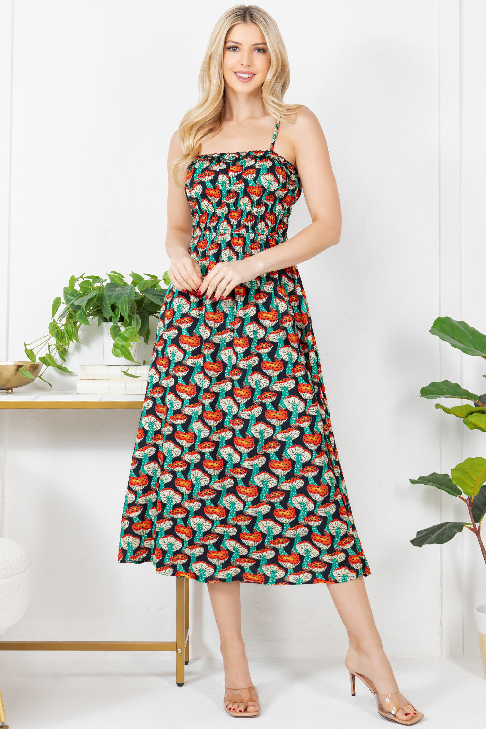 Unique Mushroom Print Cami Dress