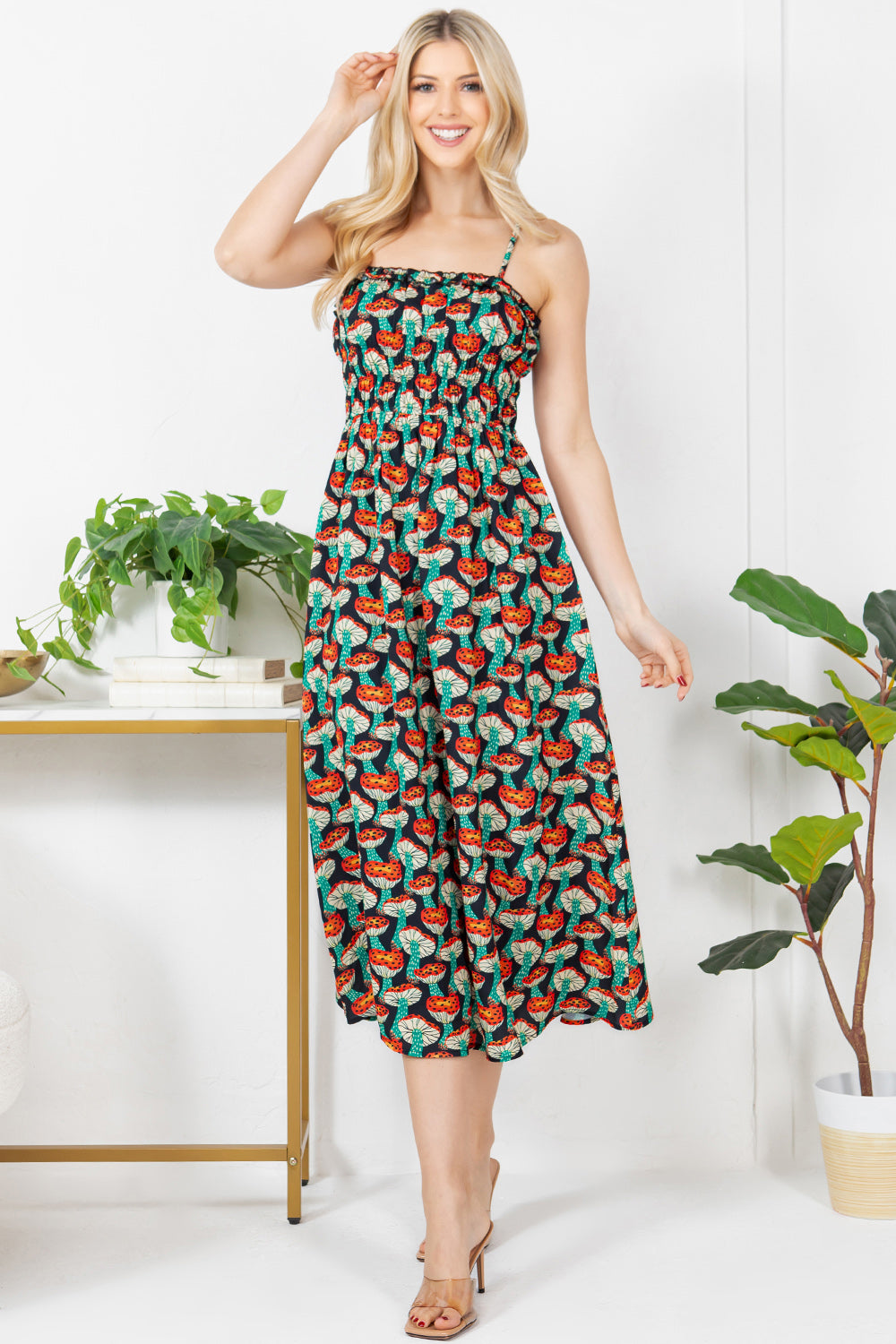 Unique Mushroom Print Cami Dress