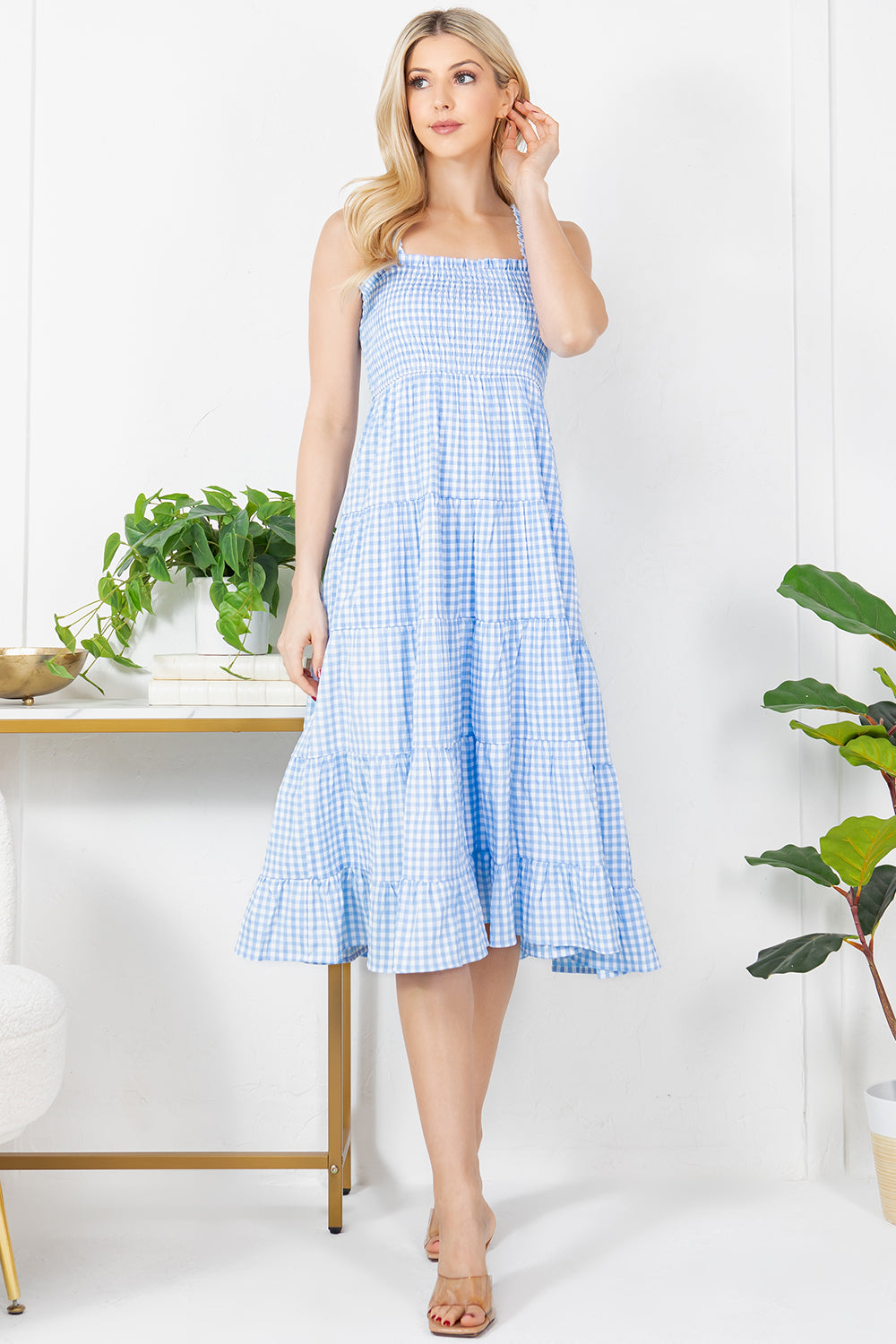 Gingham Print Cami Maxi Dress