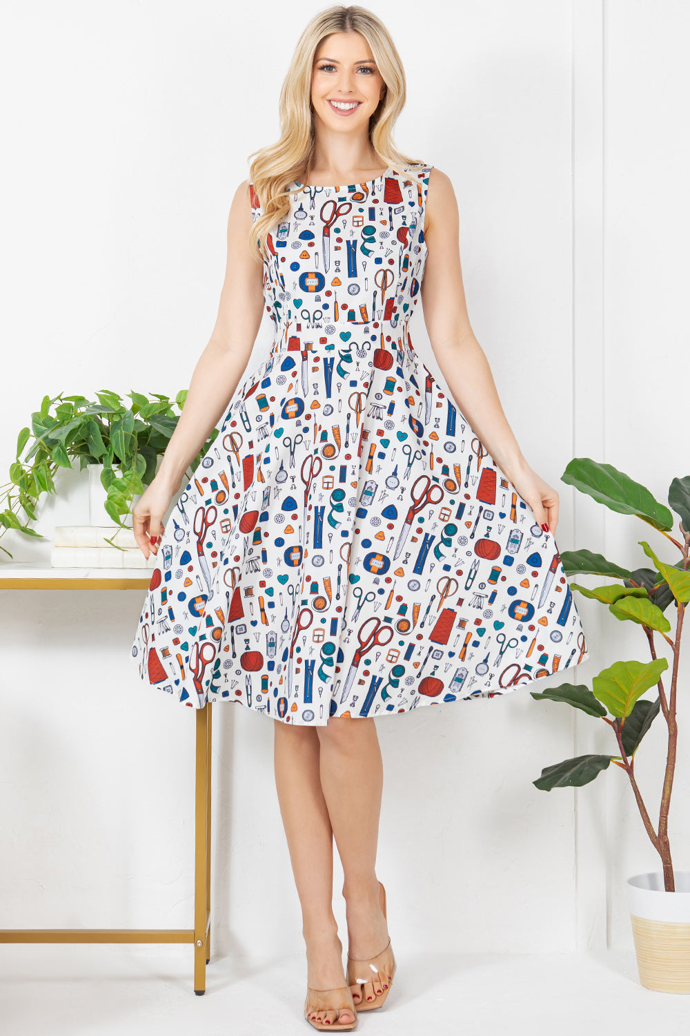 Sewing Tool Print Dress