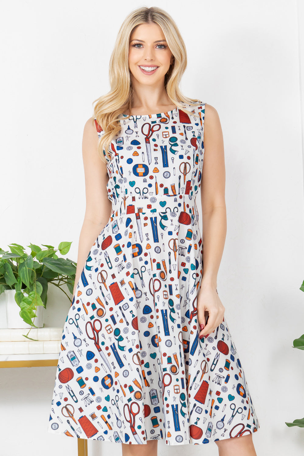 Sewing Tool Print Dress