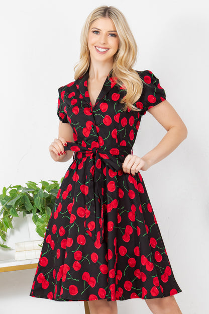 CHERRY PRINT COTTON DRESS