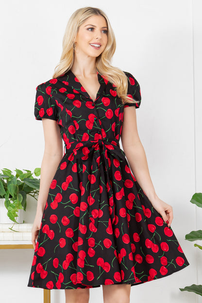 CHERRY PRINT COTTON DRESS