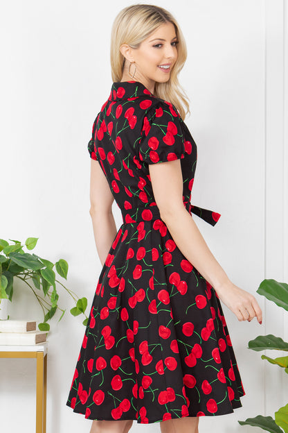 CHERRY PRINT COTTON DRESS