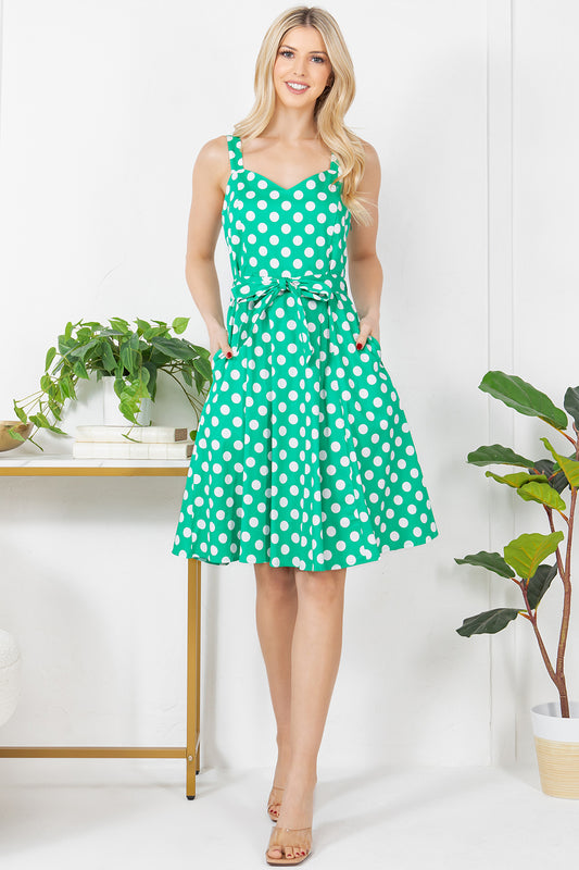 Polka Dot print Cotton sleeveless Dress