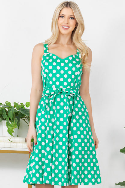 Polka Dot print Cotton sleeveless Dress